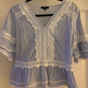 Pretty J.Crew Top with Lace Embroidery - Size XS